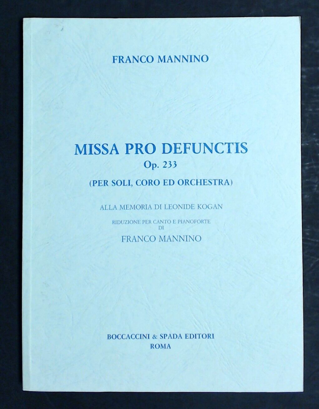 Franco Mannino Missa Pro Defunctis Mass Choir Orchestra - Click Image to Close
